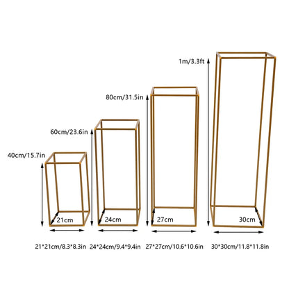 10Pcs/4Pcs Metal Golden Rectangular Frame Backdrop Wedding Rack Arch For Birthday Party Backdrop Wedding DLY Decor