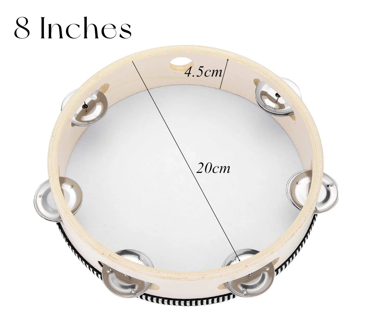 2-24PCS Wedding Tambourine Drum Noise Makers Hand Held Tambourine Single Row Metal Jingle Percussion Gift Church Party 4-8Inch