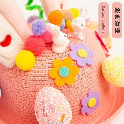Easter Hat DIY Rabbit Chicken Kindergarten Handmade Material Kit Kids Matching Performance and Catwalk Activity