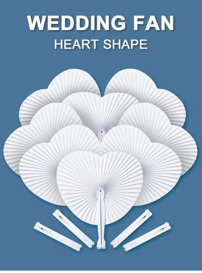 20/100 PCS Foldable DIY Painting Heart Shape Round Paper Fan Wedding Party Guest Gifts Decoration Anniversary Kids Party Favors
