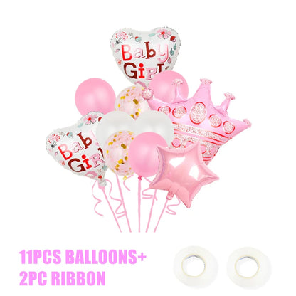 Boy Or Girl Gender Reveal Disposable Tableware Plate Cup Banner Balloons Baby Shower Gender Reveal Party Decorations