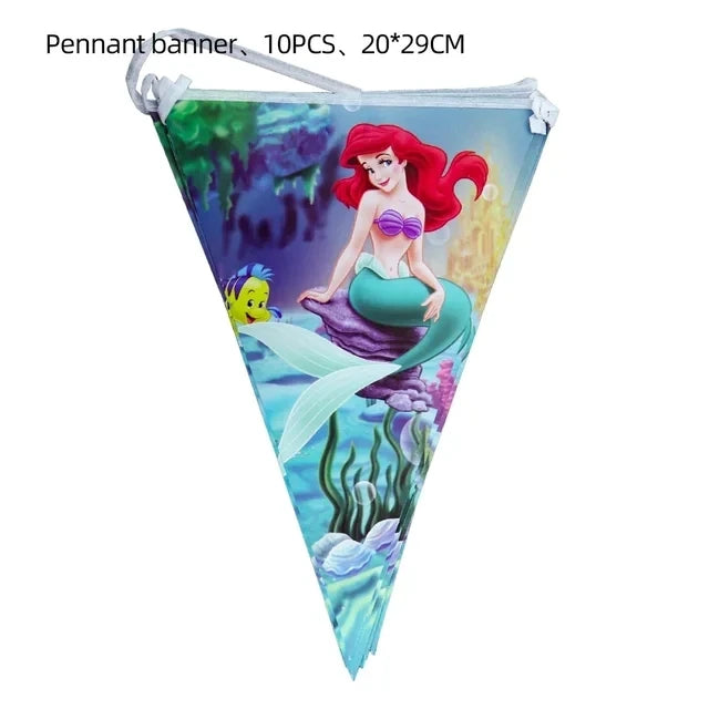 The Little Mermaid Theme Party Supplies  Ariel Princess Paper Napkin Plate Cup Balloons Kid Girls Birthday Party Decoration Gift