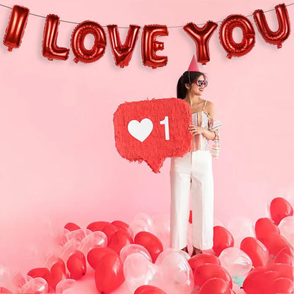 I Love You Letter Balloons Set Red Heart Balloon for Proposal Valentine's Day Decoration Marry Me Wedding Anniversary party gift