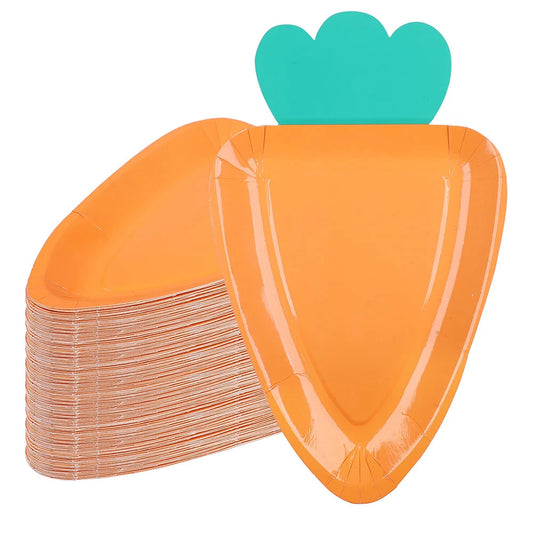 Easter Paper Plates Carrot Shape Disposable Plates Easter Spring Party Dessert Supplies for Holiday Home Dining Table Decoration