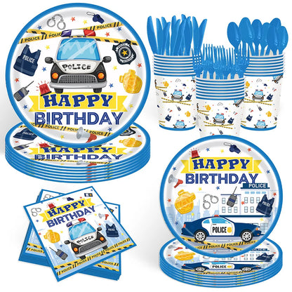 Blue Car Police Truck Foil Balloon Boys Birthday Balloons 4D Standing Balloons Baby Shower Police Themed Birthday Party Decors