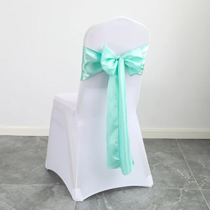 Wedding Decoration Chair Satin Sash Bow Tie Self TIe For BIrthday Party Festival Hotel Holiday Shiny Look Luxury Dining Room