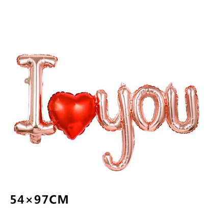 Siamese I Love You Letter Love Balloon Red Rose Gold Foil Balloon Valentine's Day Wedding Decoration Anniversary Party Supplies