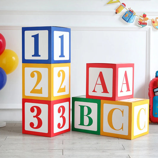 3pcs Back To School ABC Letter 123 Balloon Boxes Birthday Baby Shower Kindergarten Rainbow Happy Graduation Party Supplies