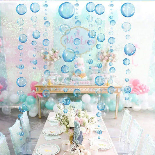 Colorful Bubble Garlands Ocean Themed Party Circle Hanging Banner Under The Sea Party Decorations Mermaid Birthday Party favor