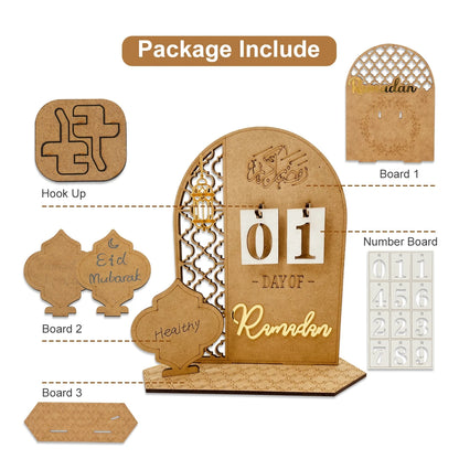 Ramadan Kareem Countdown Calendar Ornament Eid Mubarak Decoration 2025 For Home Muslim Islamic Festival Eid Al-Fitr Party Favors