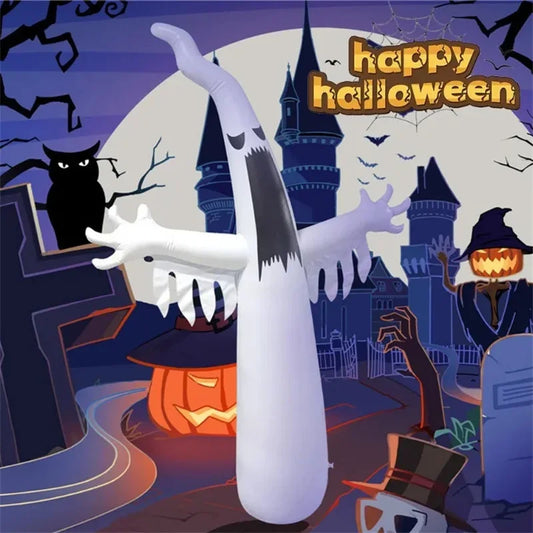2.4M Giant Halloween Inflatable Toy Horror Ghost with LED Lights Indoor Outdoor Halloween Party Inflated Model Garden Decoration