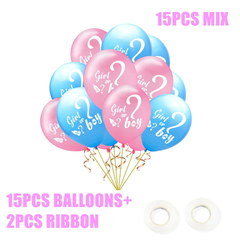 Boy Or Girl Gender Reveal Disposable Tableware Plate Cup Banner Balloons Baby Shower Gender Reveal Party Decorations