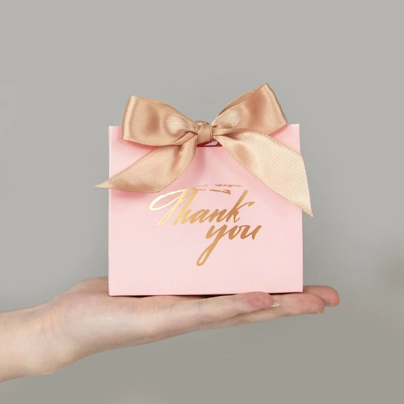 5/10pcs Thank You Candy Box With Ribbon Small Gift Packing Bag For Christmas Wedding Baby Shower Birthday Party gift for guests