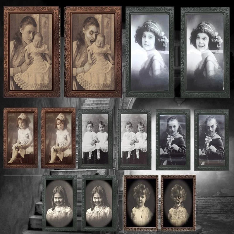 3D Changing Face Ghost Picture Frame Halloween Decoration Horror Craft Supplies Haunted House Party Decor Halloween Props