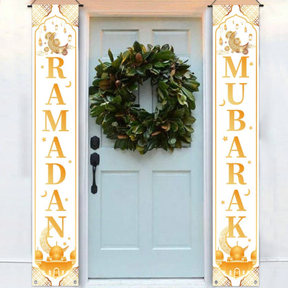 Ramadan Decoration 2025 Door Banner EID Mubarak Decor for Home Porch Banner Ramadan Kareem Islamic Muslim Party Eid Al-Fitr Gift