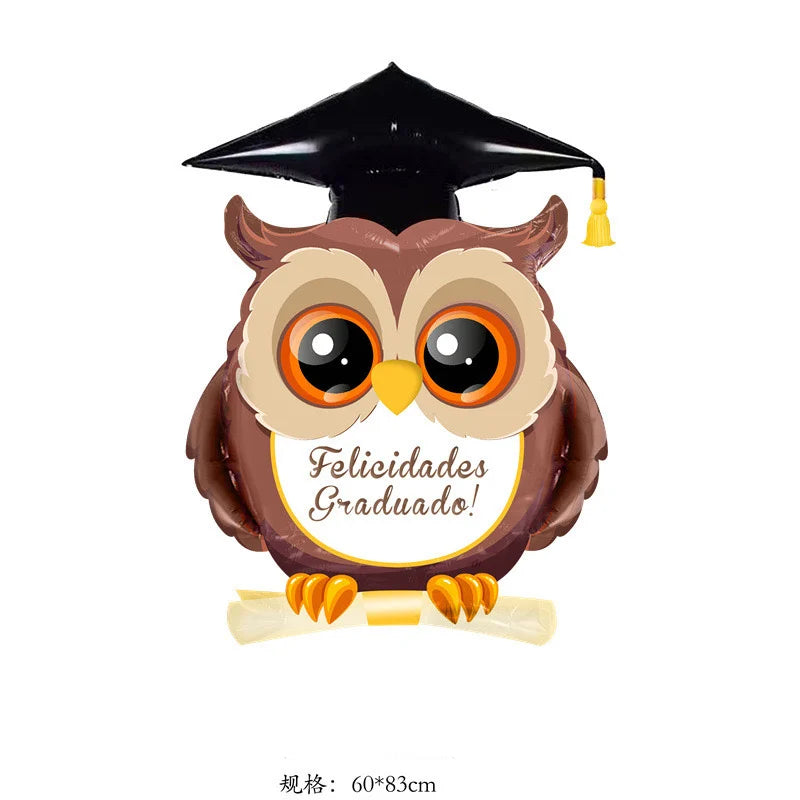 New graduation doctoral student owl graduation certificate graduation bear shaped aluminum film balloon graduation party decorat