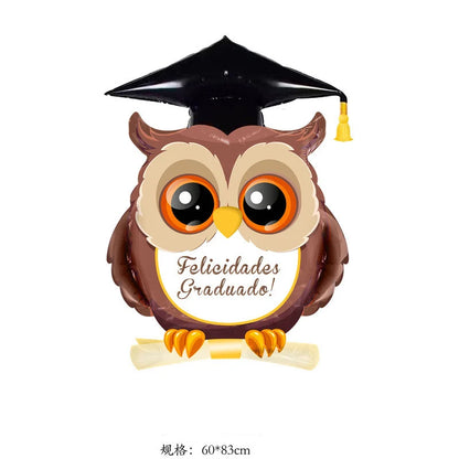 New graduation doctoral student owl graduation certificate graduation bear shaped aluminum film balloon graduation party decorat
