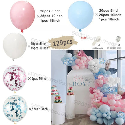 Birthday Party Ballon Garland Arch Kit Gender Reveal Balloons Maca Blue Pink Baloon Latex Boy Or Girl Baby Shower Decorations