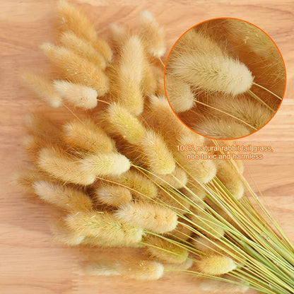 165PCS Pampas Grass Dried Flowers Boho Farmhouse Country Wedding Home Room Decor Bouquet Bunny Tail Grass DIY Artificial Flowers