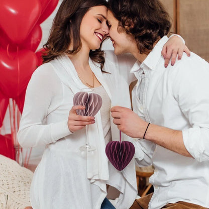 1/2Pcs Mini 3D Love Heart Paper Honeycomb Ball Garland Ornament for Valentine's Day Wedding Anniversary Party Decoration
