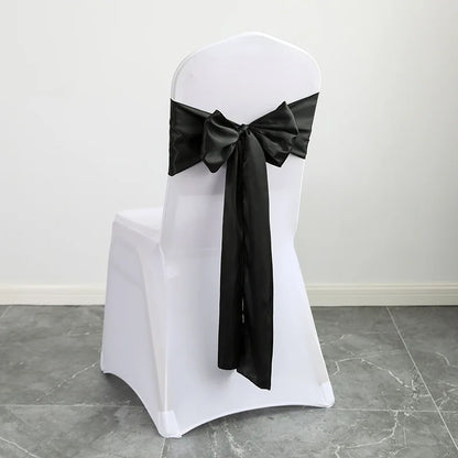 Wedding Decoration Chair Satin Sash Bow Tie Self TIe For BIrthday Party Festival Hotel Holiday Shiny Look Luxury Dining Room