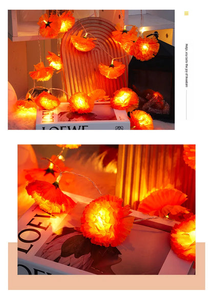 Marigold Garland for Decoration Lighted Day of The Dead Dia De Los Muertos Indian Diwali Altar Halloween Home Party Decor