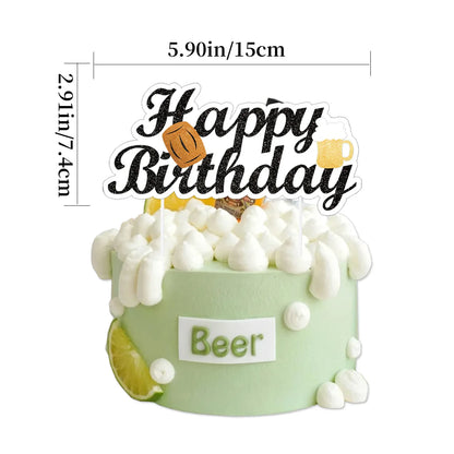 Beers Happy Birthday Party Banner Beer Cups Balloon Cheers Cake Topper Decorations Men Beer Birthday Bachelorette Party Supplies