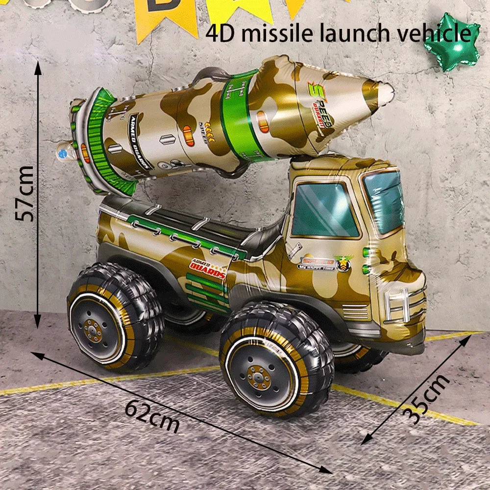 Military Party Decoration Set Camouflage Netting Tableware 4D Tank Balloon Camo Army Soldier Armored Vehicle Kids Birthday Gifts