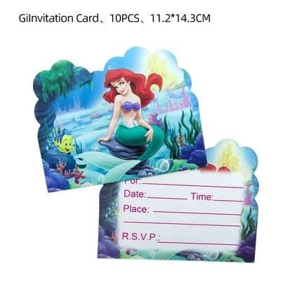 The Little Mermaid Theme Party Supplies  Ariel Princess Paper Napkin Plate Cup Balloons Kid Girls Birthday Party Decoration Gift