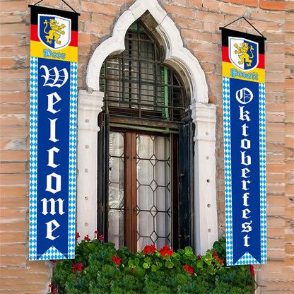 Beer Flag The Munich Oktoberfest Event Party Decorations Door Hanging Banner 1 Pair Tapestry Polyester Printed for Home Outdoor
