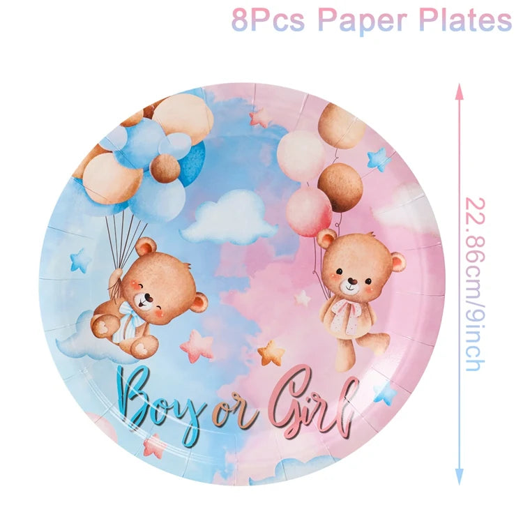 Gender Reveal Party Tablecloth Boy or Girl Baby Shower Decor Newborn Table Cover He Or She Gender Reveal Party Supplies