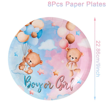 Gender Reveal Party Tablecloth Boy or Girl Baby Shower Decor Newborn Table Cover He Or She Gender Reveal Party Supplies