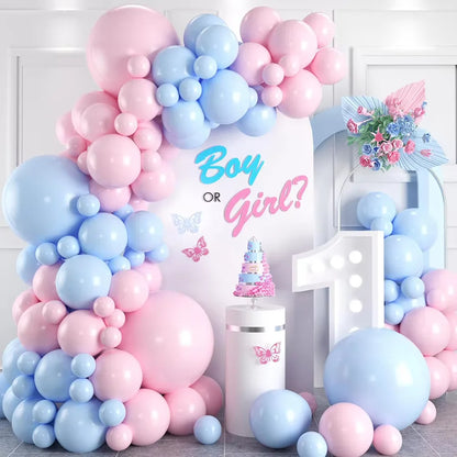 106Pcs Blue Pink Balloons Garland Kit Gender Reveal Balloon Arch Decor Boy or Girl Baby Shower Birthday Party Decorations Globos