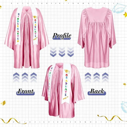 2025 Year Preschool and Kindergarten Graduation Gown Cap Tassel Set with 2025/2026 Charm Printed Stole Grad Gift for Boys Girls