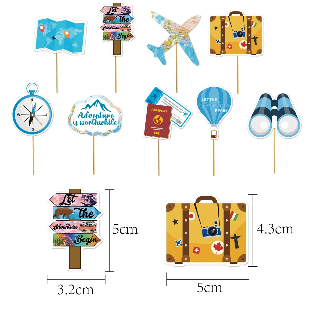 Travel Party Decoration Supplies Traveling Banner Hanging Pendant Cake Topper Traveling Around The World Themed Birthday Party