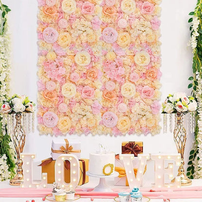 Pink Silk Rose Flower Wall Panels Artificial Flower for Wedding Decoration Baby Show Party Home Bedroom Backdrop Decor