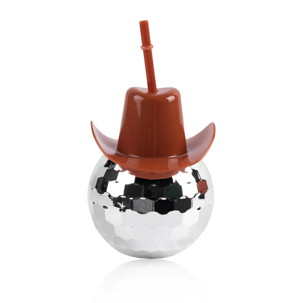 Disco Ball Cup With Cowboy Hat Bachelorette Party Silver Disco Ball Water Bottle Cowboy Theme Bride To Be Party Decor Cocktail C