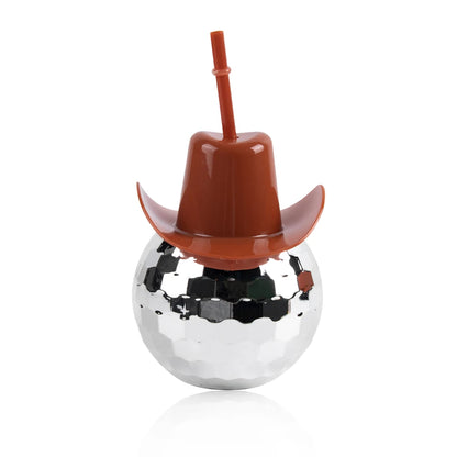 Disco Ball Cup With Cowboy Hat Bachelorette Party Silver Disco Ball Water Bottle Cowboy Theme Bride To Be Party Decor Cocktail C