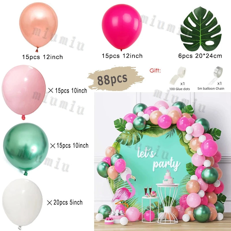 Jungle Safari Green Theme Balloon Garland Arch Kit Kids Birthday Party Metal Confetti Foil Latex Balloons Baby Shower Decoration
