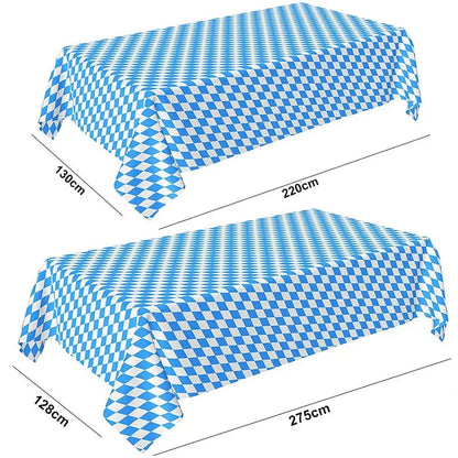 German Beer Festival Decor Blue White Table Cover Oktoberfest  Disposable Tablecloth Bavarian Flag Check Home Party Supplies