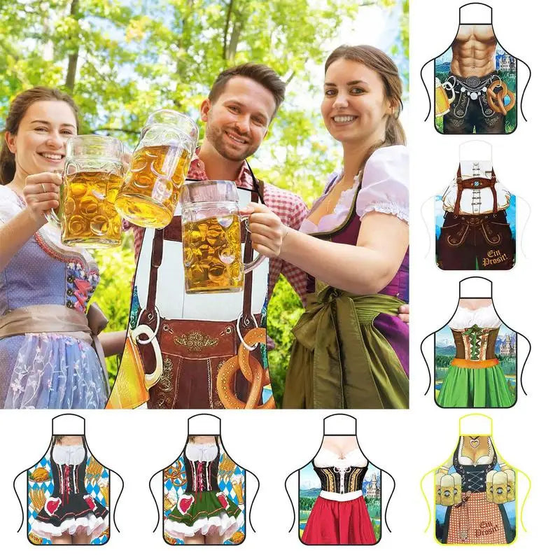 Funny Apron Super Muscle Kitchen Man Women Cooking Aprons Oktoberfest Bavarian Apron Adult Cozinha Tablier Cuisine Pinafore