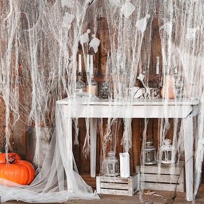 Creepy Cloth Spooky Halloween Decoration White Black Gauze Window Door Cover Scary Party Horror House Props Hallow Home Supplies