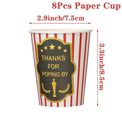 Movie Night Party Decoration Movie Party Disposable Plates Napkins Cups Tablecloth Happy Movie Night Theme Birthday Party Decor