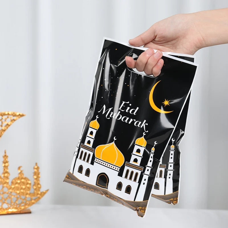 Eid Mubarak Gift Bags Plastic Candy Cookie Bag Ramadan Kareem Decoration 2025 Islamic Muslim Party Supplies Eid Gifts