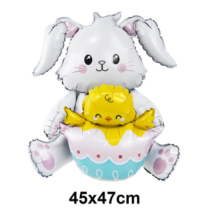 Large Easter Balloon Standing Bunny Balloon Cartoon Bunny Balloon Cute Rabbit Shaped Foil Balloons Happy Easter Party Decoration