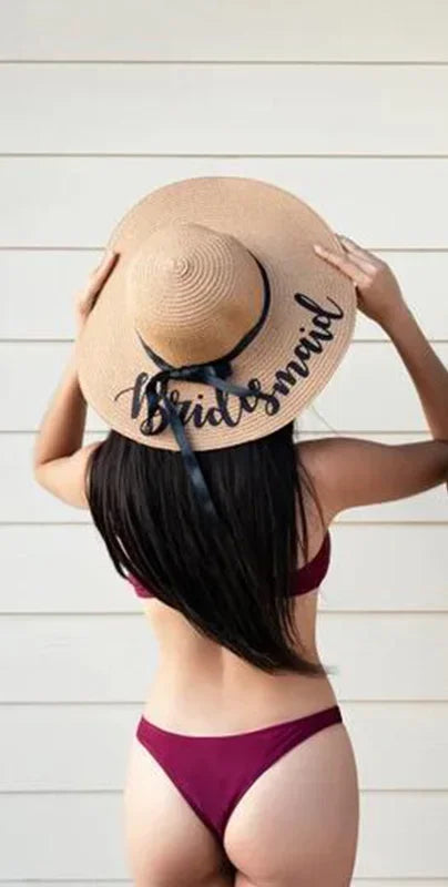 Bride summer autumn beach floppy sun hat pool Wedding Bachelorette hen Party Bridal Shower decoration bridesmaid proposal gift