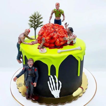 17 PCS Zombie Cake Decoration Zombie Cake Toppers Zombie Figure Themed Party Decorations for Birthday Halloween Party Cake Decor