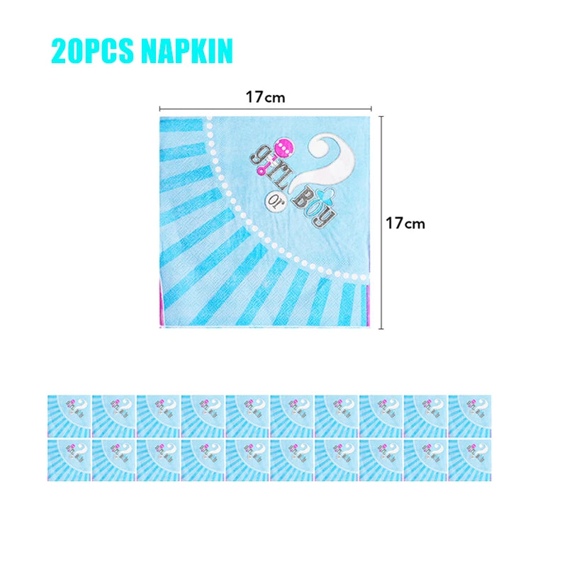 Boy Or Girl Gender Reveal Disposable Tableware Plate Cup Banner Balloons Baby Shower Gender Reveal Party Decorations