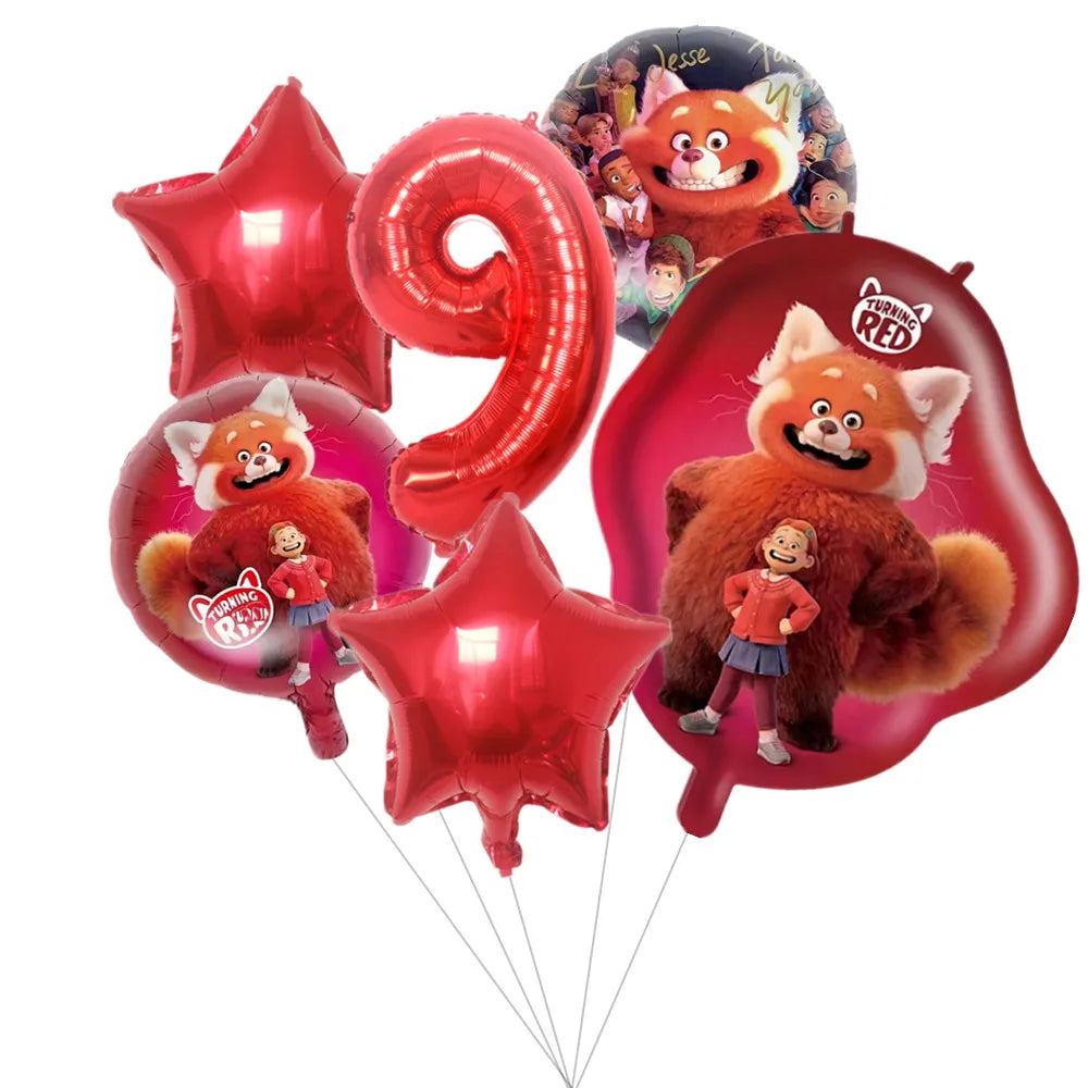 Disney Turning Red Party Supplies Paper Napkin Tablecloth Plates Balloons Panda Theme Baby Shower Kids Birthday Party Decoration