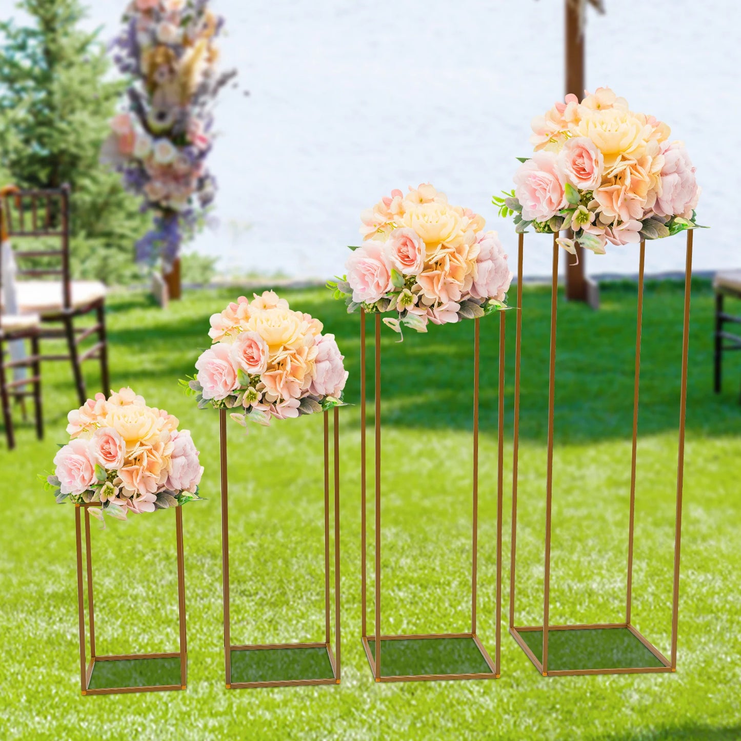 10Pcs/4Pcs Metal Golden Rectangular Frame Backdrop Wedding Rack Arch For Birthday Party Backdrop Wedding DLY Decor